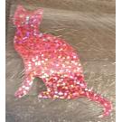 Buegelpailletten Katze 2 hologramm rosa